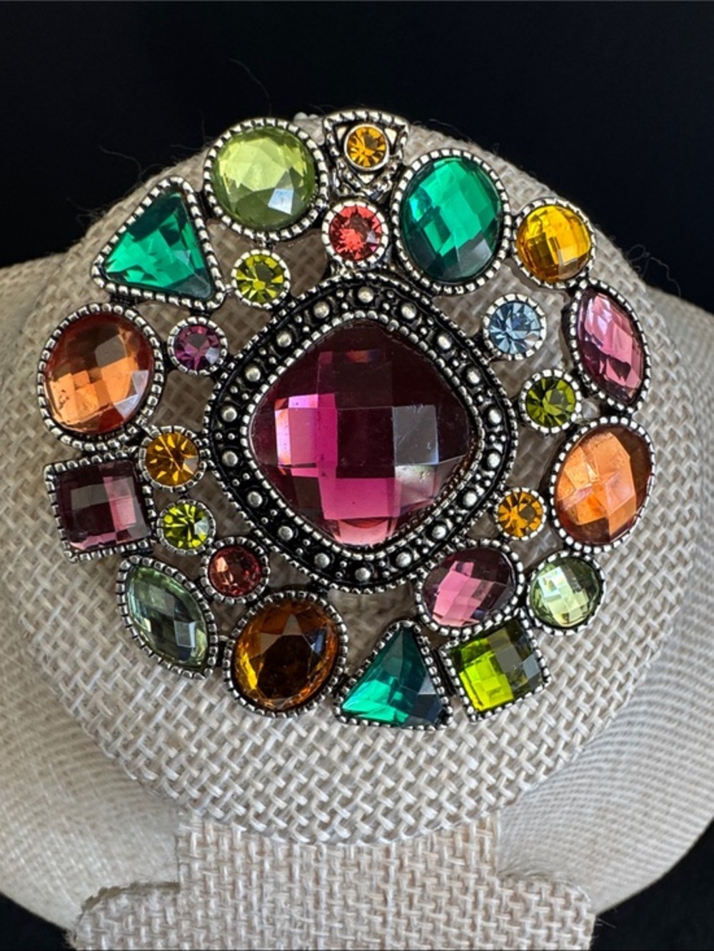 VTG Premier Designs "Hidden Gems" multi-color Rhinestone Brooch/Pendant